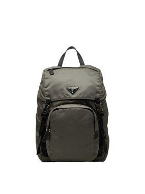 Prada Backpack Khaki Green Nylon Leather